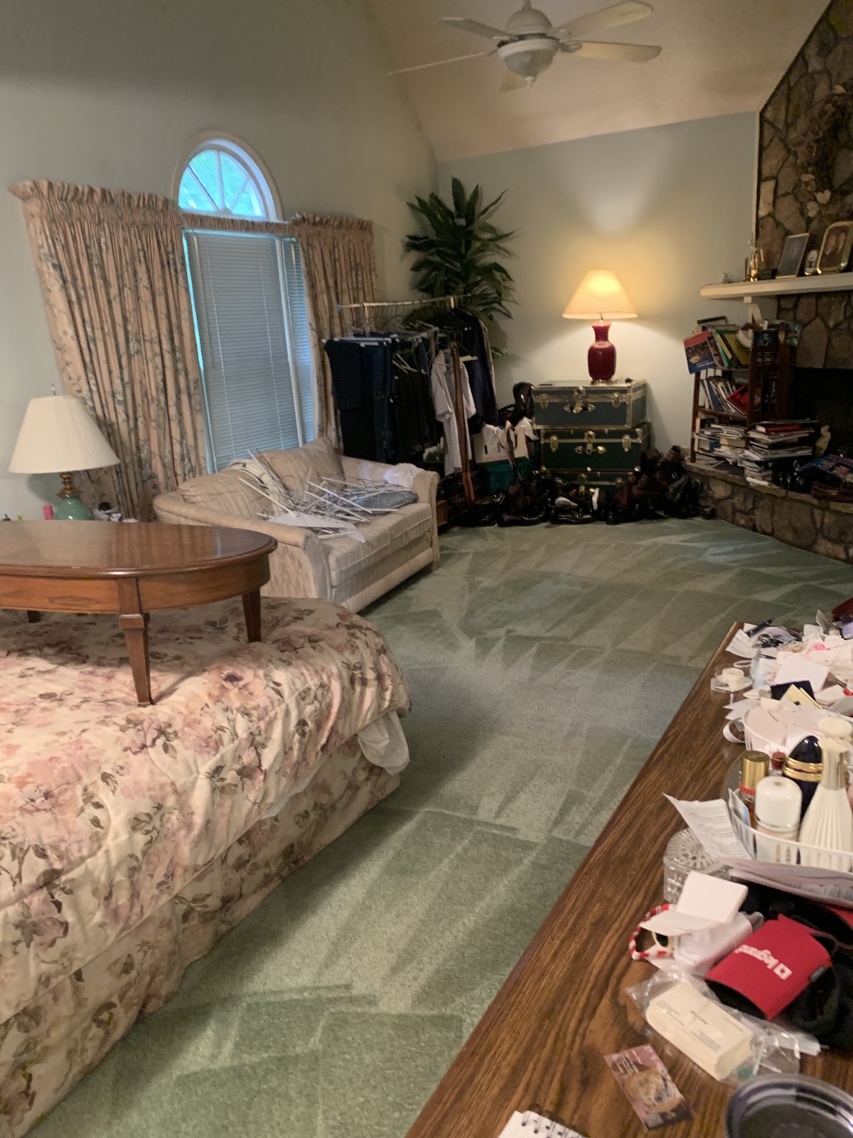 Dream Steam — sage-green bedroom carpet showing fresh vacuum lines after steam cleaning